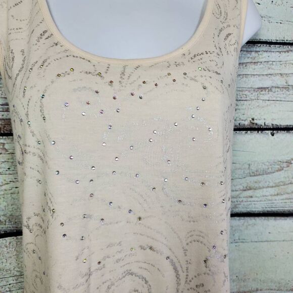 Maurices Women’s Cream Beige Embellished Sleeveless Tank Top Size Large - Picture 4 of 6